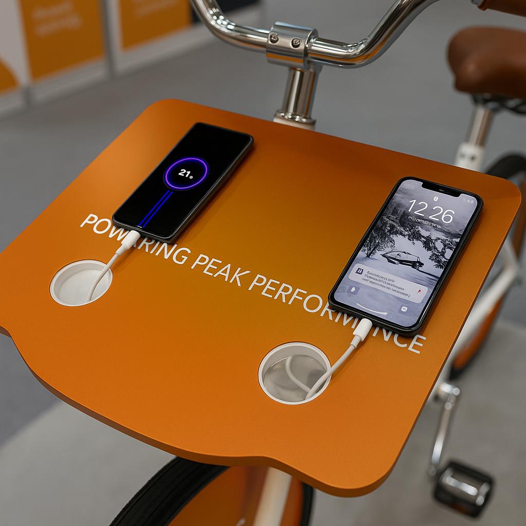 Guests competing to recharge their devices at a Recharge Station Challenge event, with branded stations and high-energy fun.